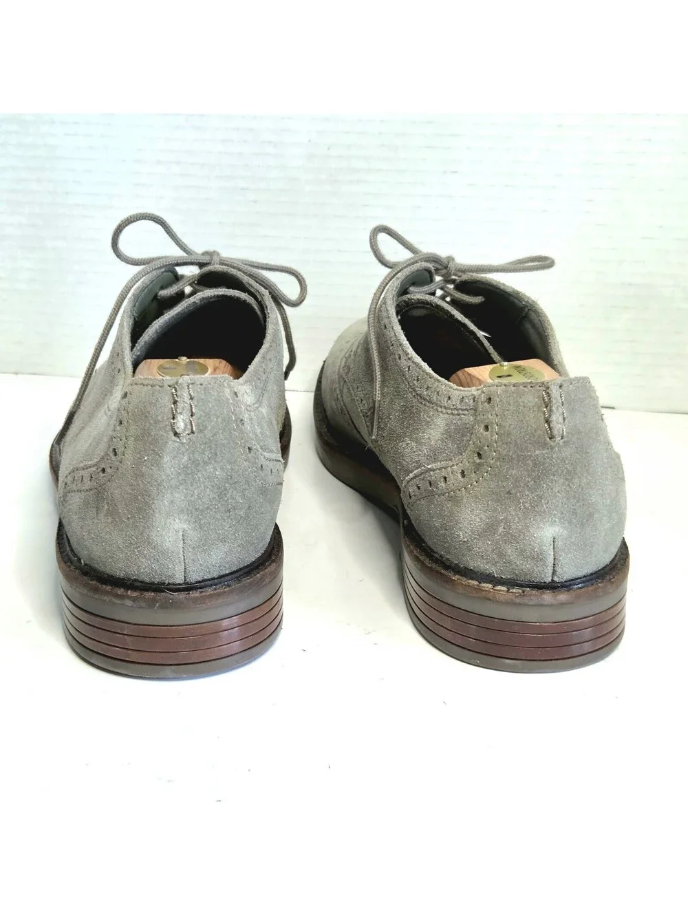 Clarks Collection Mens 12 M Dove Gray Suede Wingtip Oxfords Brogues NWOB